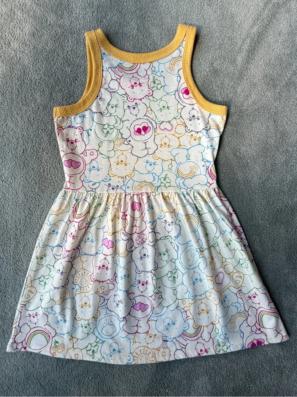 Care Bears White Tank Dress with Yellow Trim and Multicolor Print